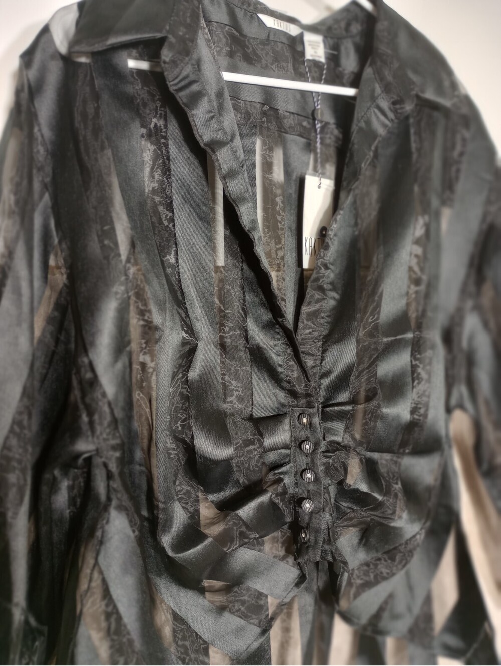 Kaktus Jacket Womens Black Stripe Sheer Organza Fairy Formal Event Artsy Gala XL - Picture 3 of 16
